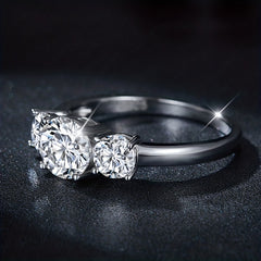 Three Stones 2CT Moissanite Ring S925 Sterling Silver Ring For Women