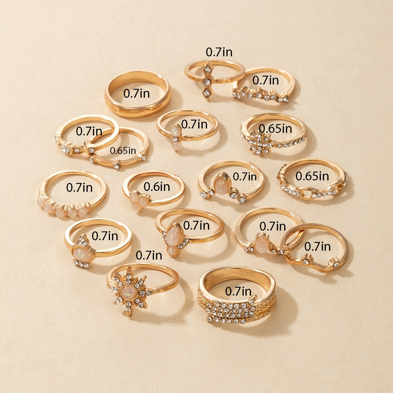 Boho Style Women's Rings Set - 17pcs Gift Combo