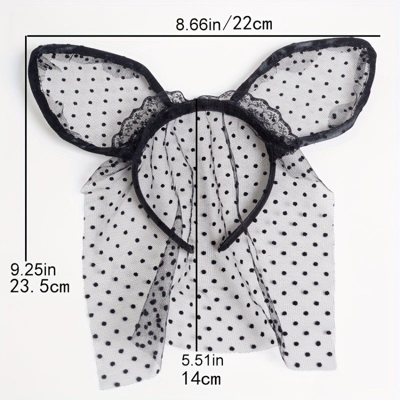 Lace Veil Cat Ears Hair Hoop for Women