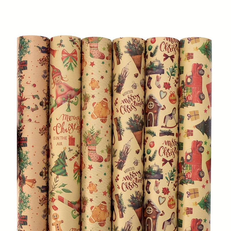 6pcs Christmas Wrapping Paper Birthday Party Holiday Wrapping P
