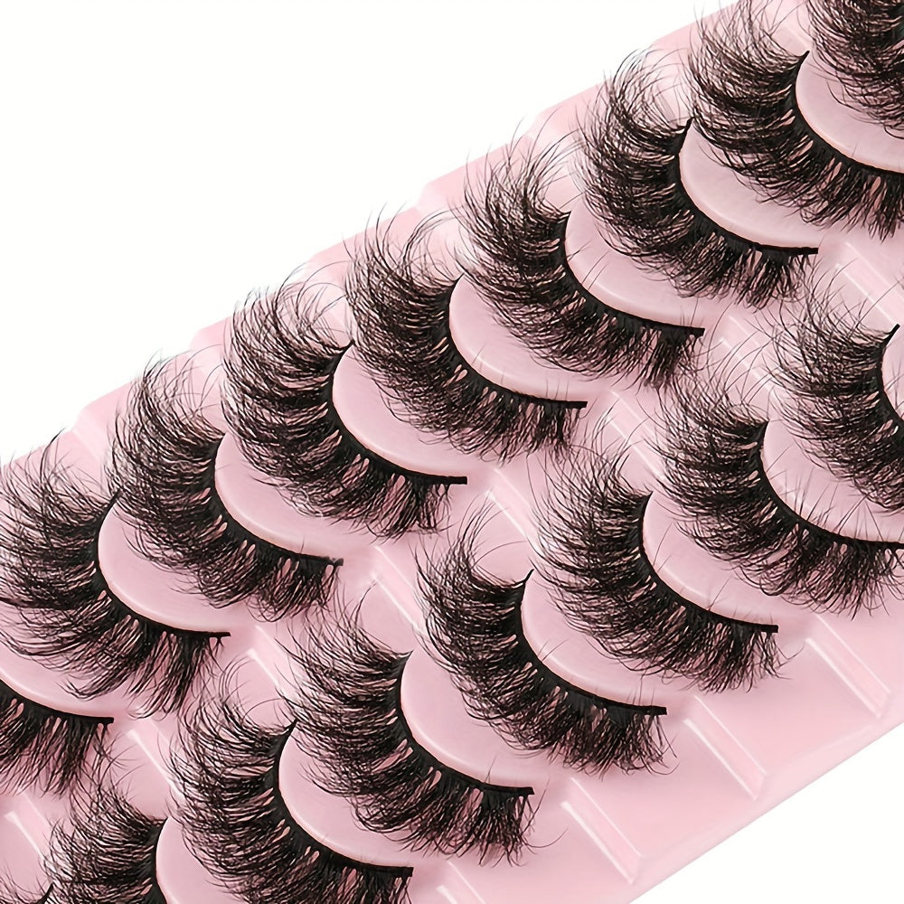 10 Pairs Fluffy Faux Mink Eyelashes for Party Makeup