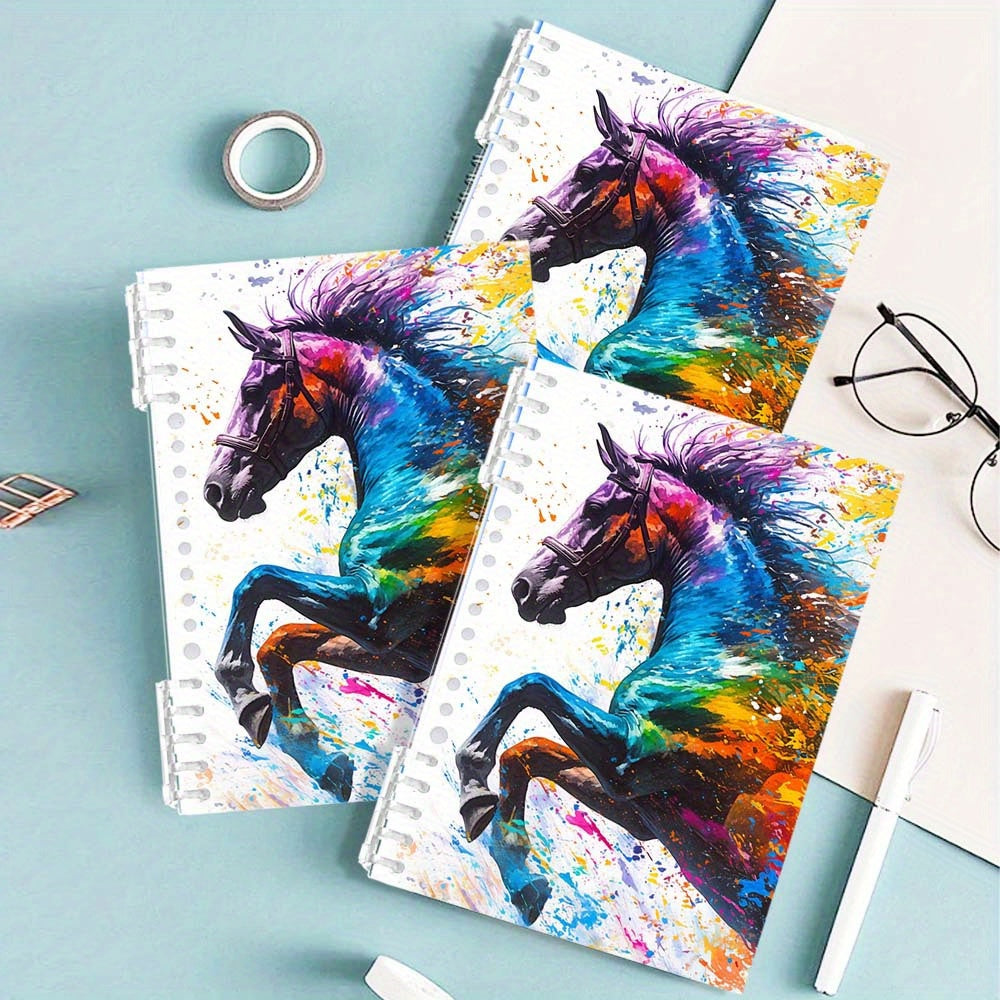 Colorful Horse Art Print Notebook Hard Cover
