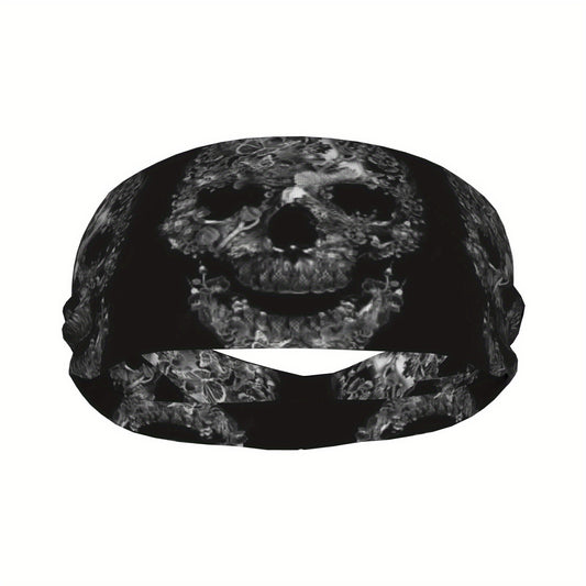 Scary Skull Sports Headband Sweat Wicking Stretchy & Breathable Polyester