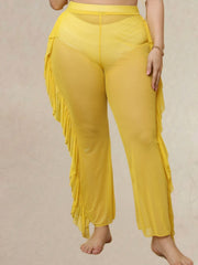  Ruffle Trim Semi Sheer Cover Up Pants