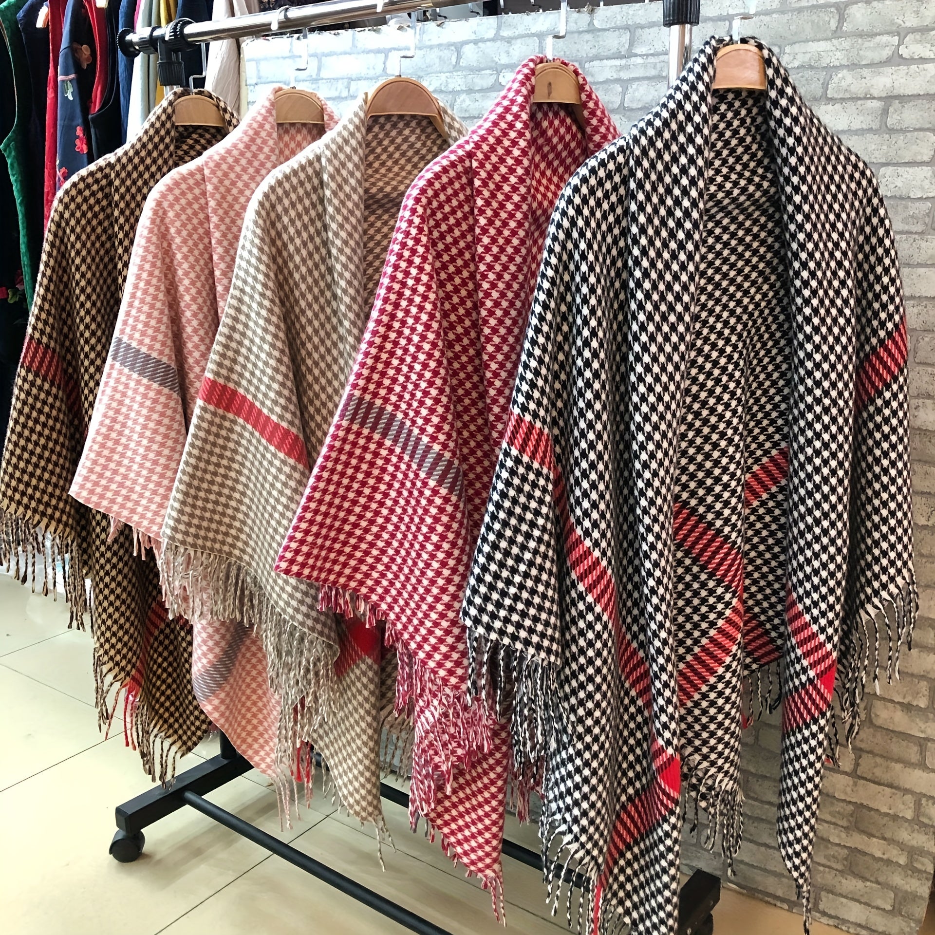 Houndstooth Shawl Blanket Scarf Warm Cashmere Wrap