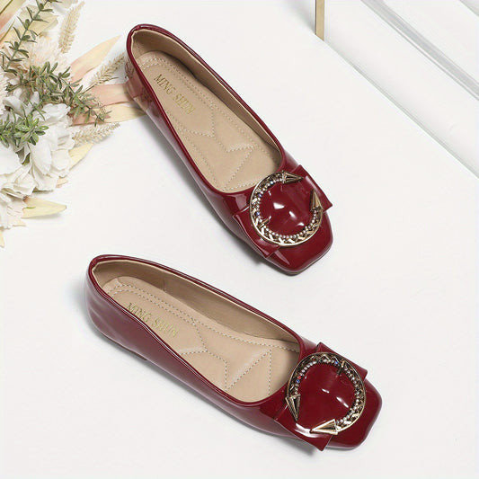 Women's Rhinestone Square Toe Slip On Shoes