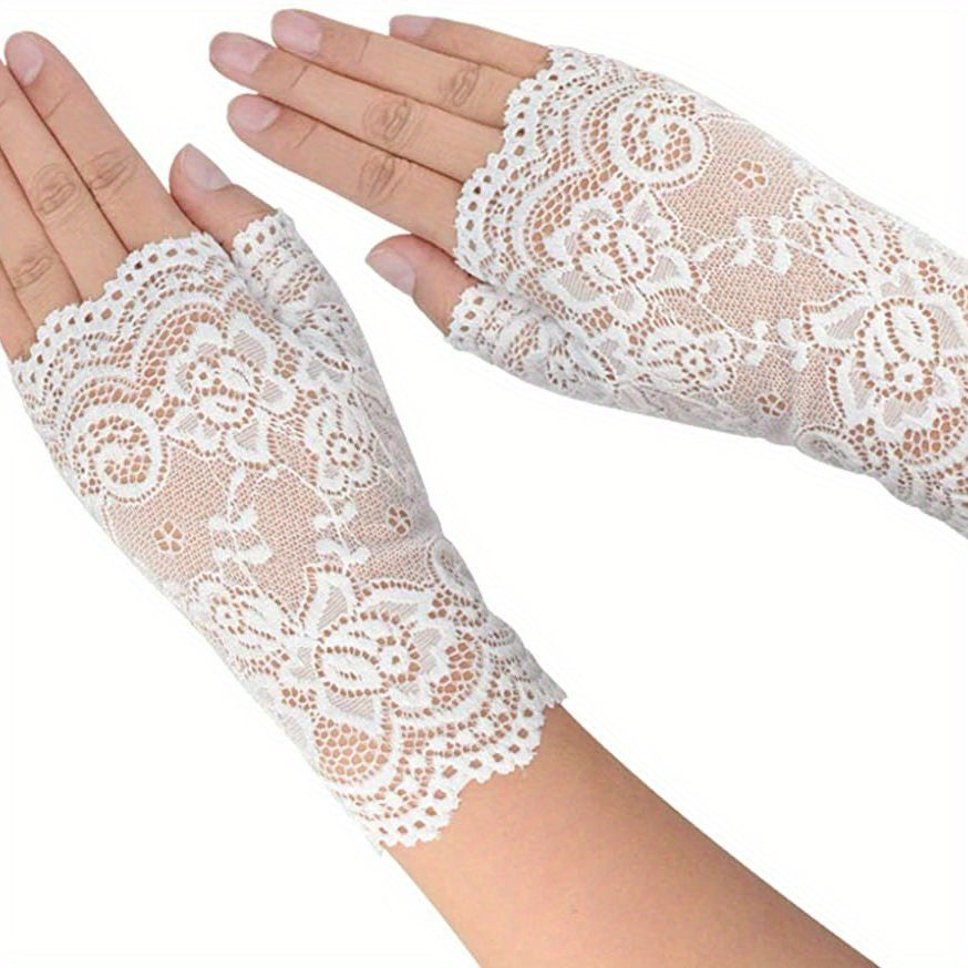 Women's Lace Driving Gloves Breathable & Half Finger Gloves