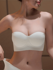 Seamless Strapless Bandeau Bra, Comfy Stretch Solid Everyday Bra
