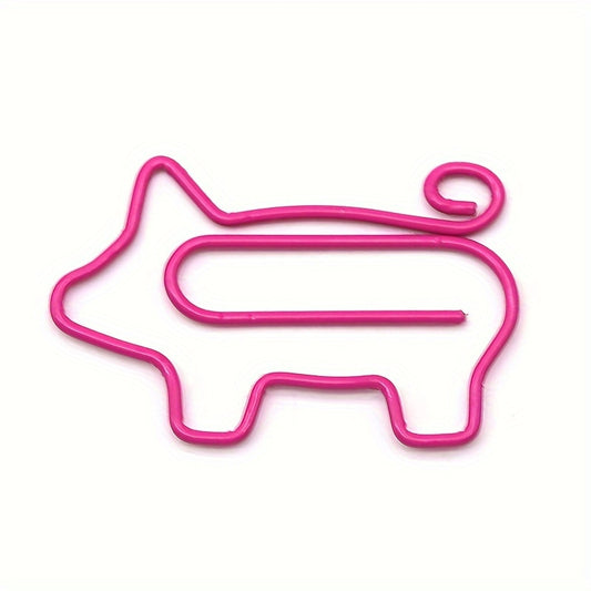 10pcs Piggy Paper Clips Creative Clips Rose Red Cartoon Office Data Clips