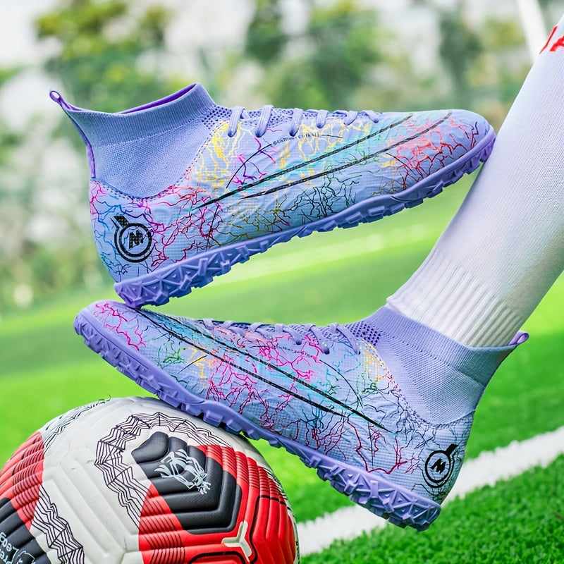 Boy's High Top Turf Football Boots TF Soccer Cleats