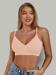 Soft Wireless Bra with Scallop Trim