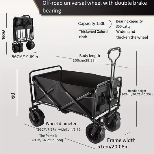 Foldable Camping Utility Wagon for Outdoor Picnic Travel