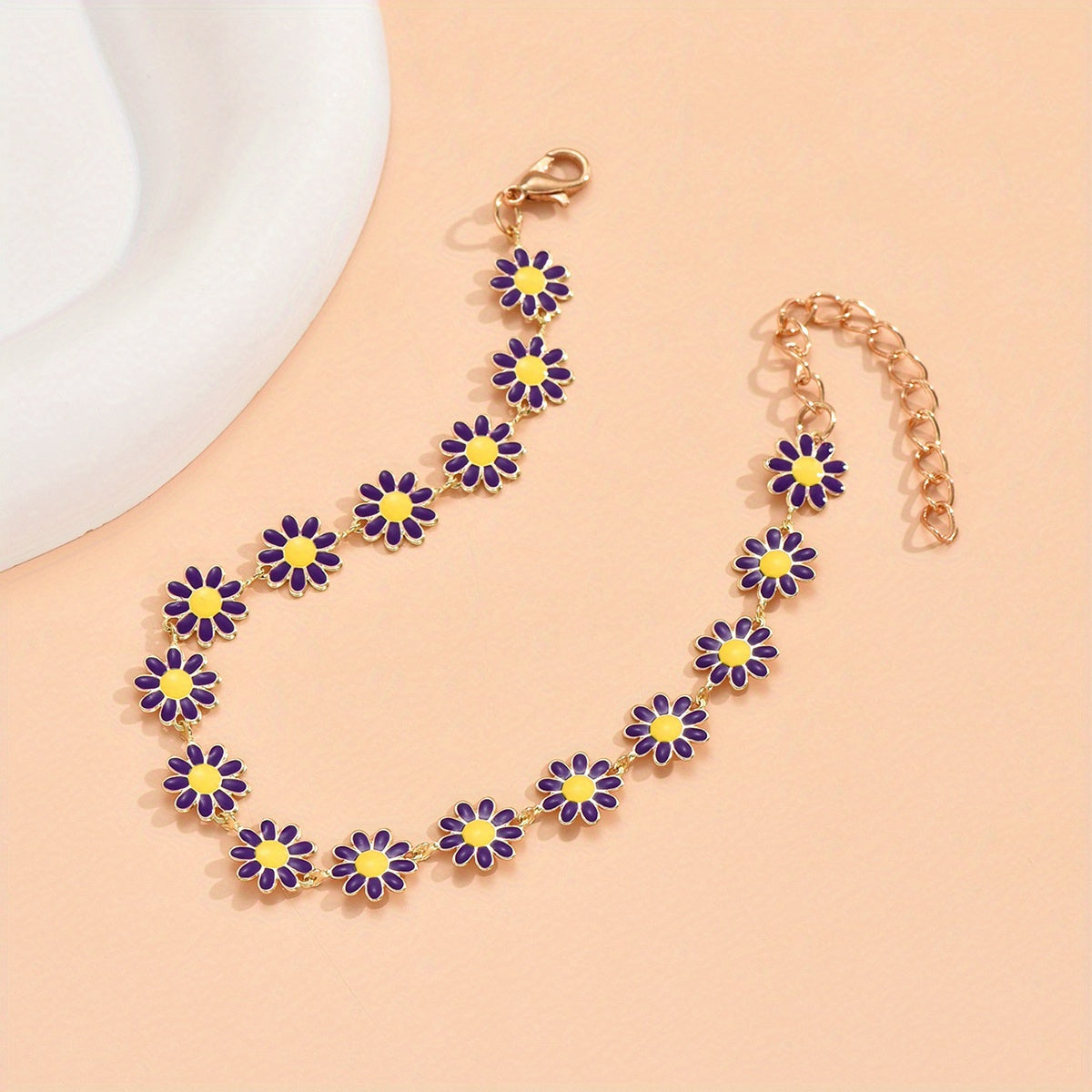 Women's Small Dropping Oil Flower Anklet Beach Jewelry