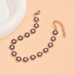 Women's Small Dropping Oil Flower Anklet Beach Jewelry