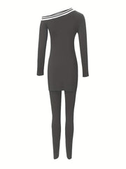 Off Shoulder Asymmetrical Pantsuits Two Piece Set