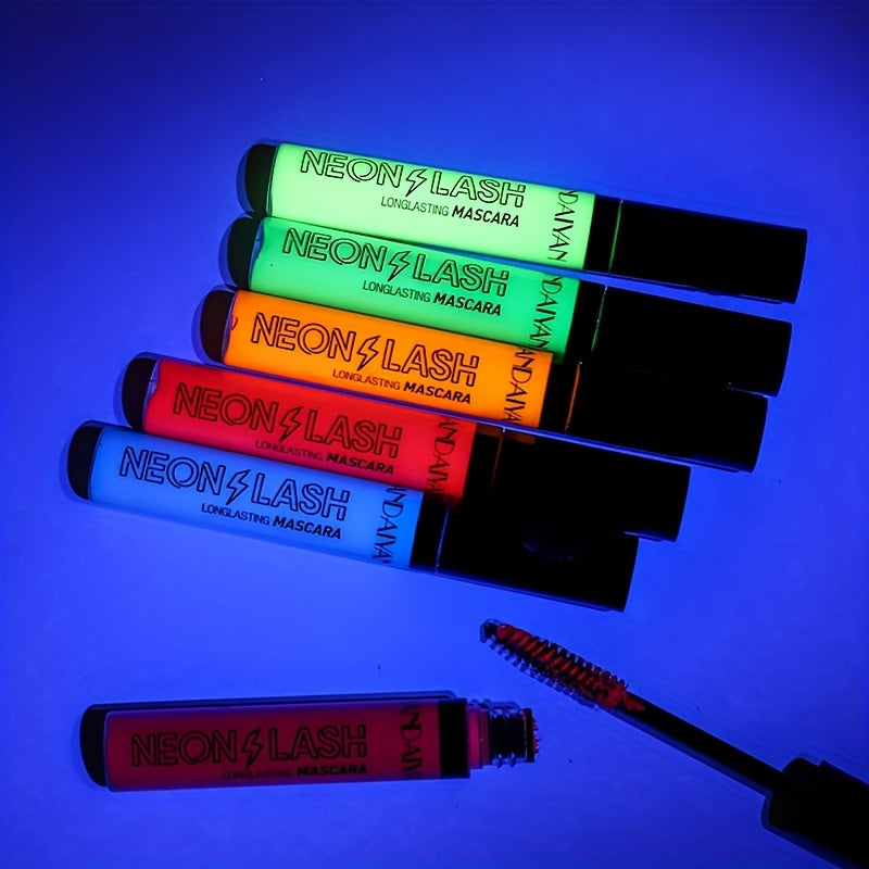 UV Glow 6 Colors Neon Mascara Matte Waterproof Smudge Proof Fluorescent Makeup