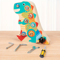 Wooden Dinosaur Screwdriver Activity Board Educational Puzzle Toy for Kids
