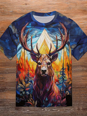 Men's Deer Graphic T-shirt Outdoor 3D Print Tee