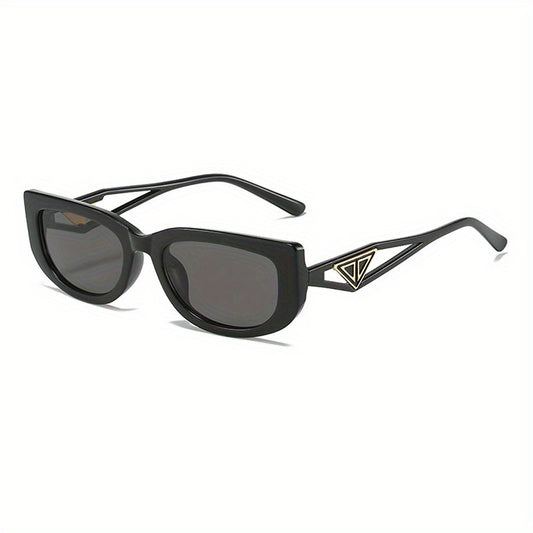 Block Frame Sunglasses For Women Men Y2K Triangle Decor Hollow Temple Glasses