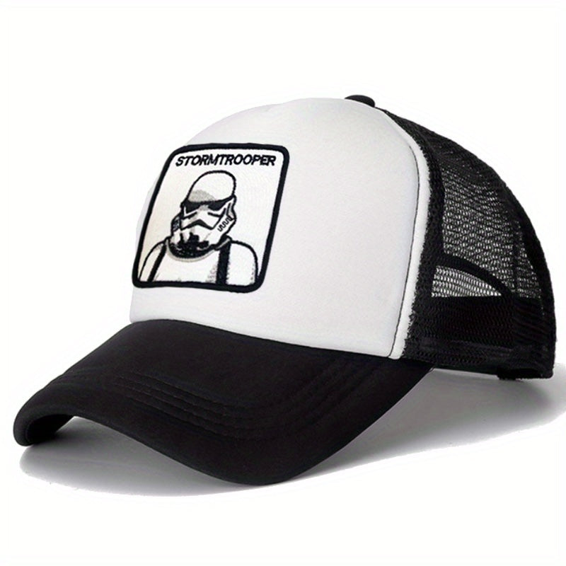 Mesh Trucker Baseball Cap Mask Man Pattern Embroidered Casual Hat
