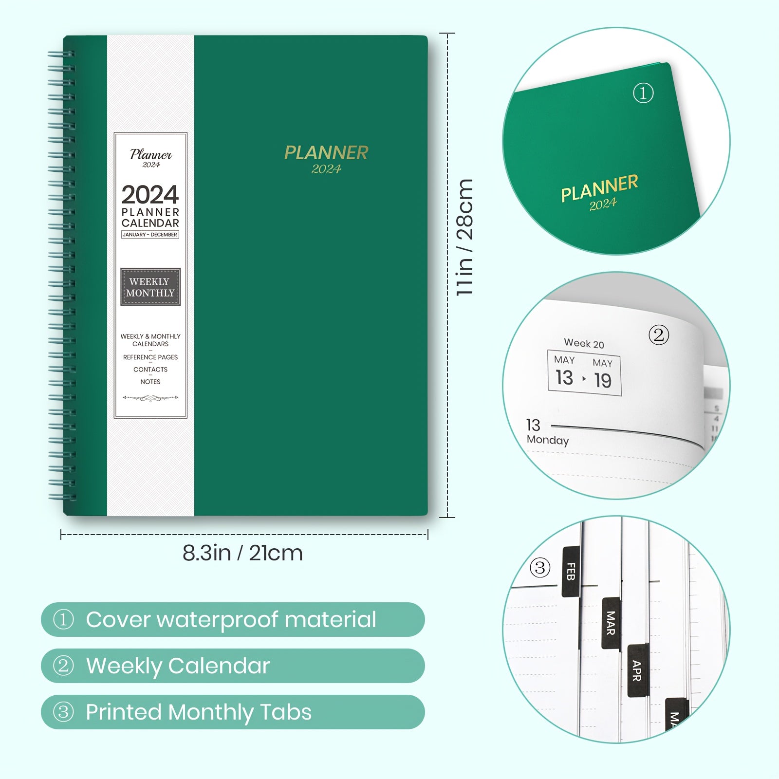 Planner Weekly Monthly Calendar Spiral12 Months From JAN To DEC