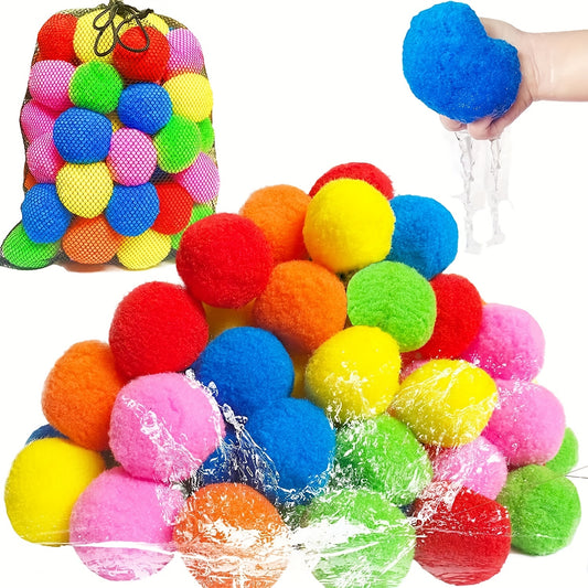 10pcs Reusable Cotton Water Balls for Summer Camping Water Combat Toys