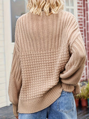  Casual Sweater Solid Lantern Sleeve Round Neck Pullover