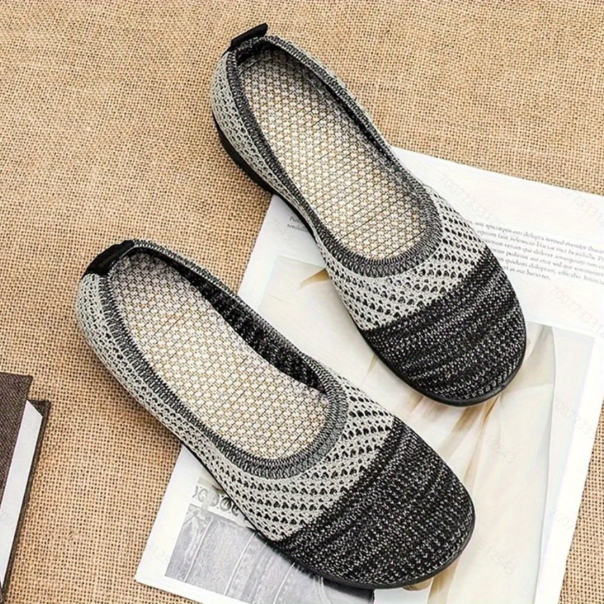 Women's Knit Flat Shoes Comfortable Slip On Casual Driving Flats