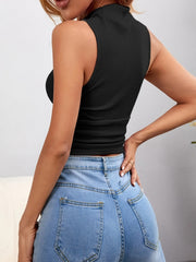 Ruched Slim Sleeveless Top Women's Clothing