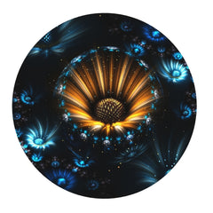 Golden Flower Pattern Round Game Mouse Pad 20x20cm