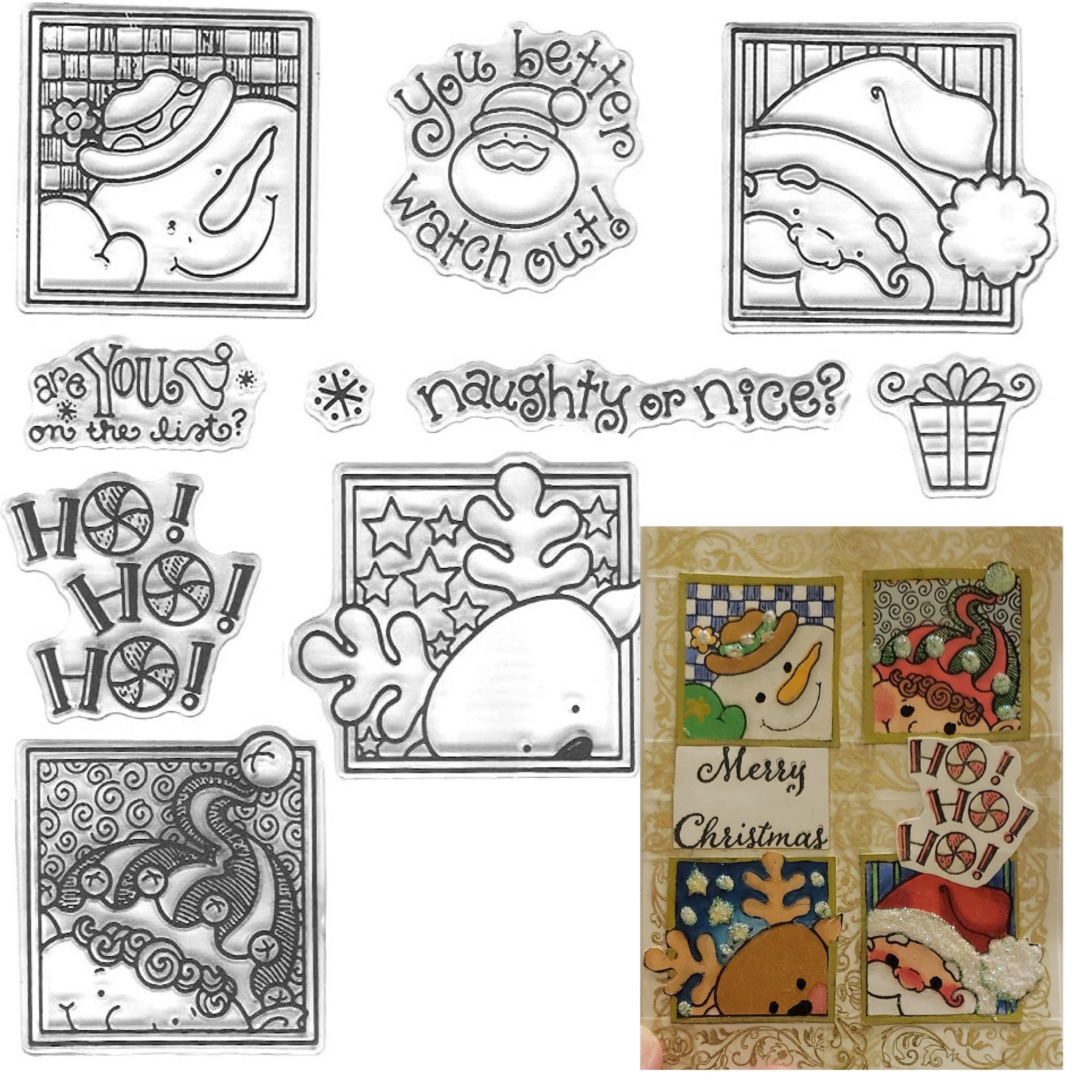 Christmas Santa Photo Frame Clear Stamps for Card Making DIY Scrapbooking
