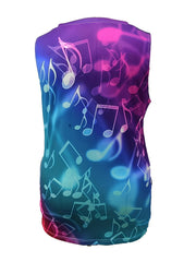  Music Note Print V Neck Tank Top