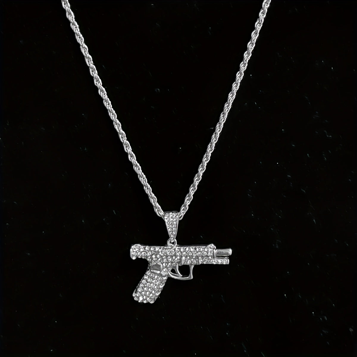 Zircon Inlaid Small Pistol Necklace Hip Hop Fashion Jewelry