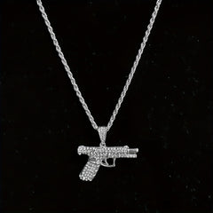 Zircon Inlaid Small Pistol Necklace Hip Hop Fashion Jewelry