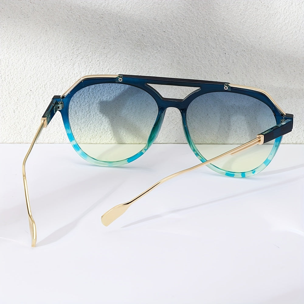 Y2K Top Bar Aviator Sunglasses Tortoiseshell UV400 Sun Shades