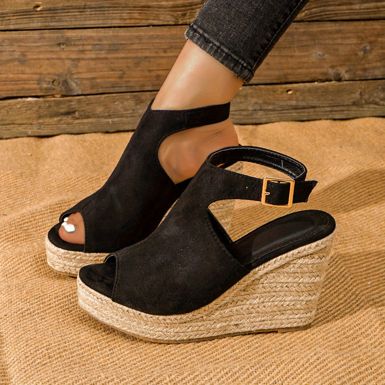 Women's Espadrille Sandals Peep Toe Slingback Heels Platform