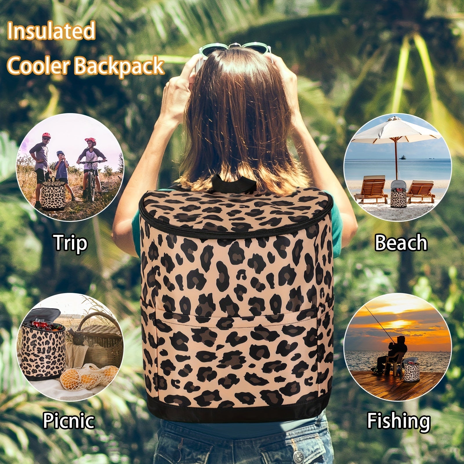 Women's Cooler Insulated Backpack Leakproof Lightweight Nylon Large Lunch Bag