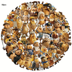 50pcs Cartoon Potato Stickers Reusable Assorted Characters