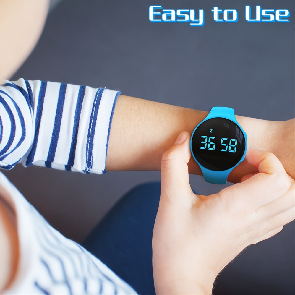 Kids Digital Pedometer Watch LED Fitness Tracker Alarm Stopwatch