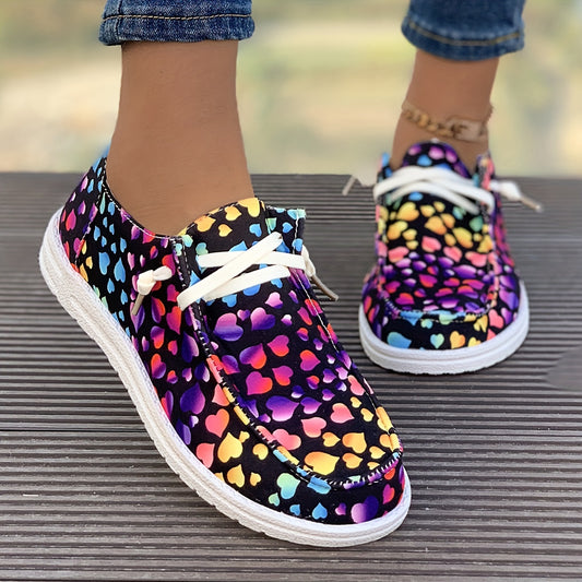 Colorful Heart Pattern Women's Style Skate Shoes