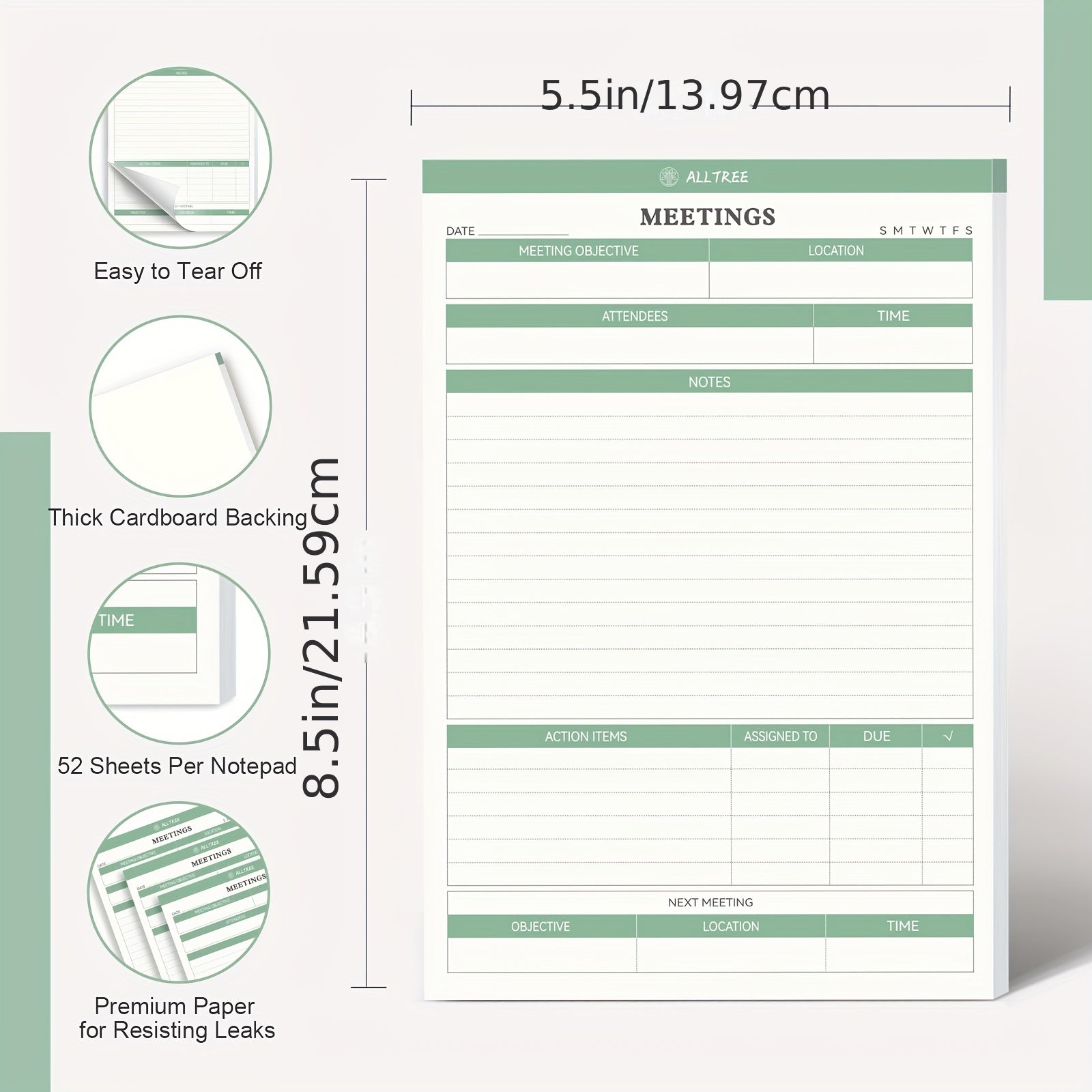 Meeting Notes Planner for Work - Action Items Organizer - 5.5x8.5inch
