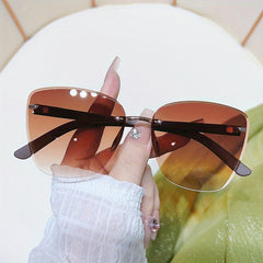 Square Rimless Sunglasses UV400 Sun Shades