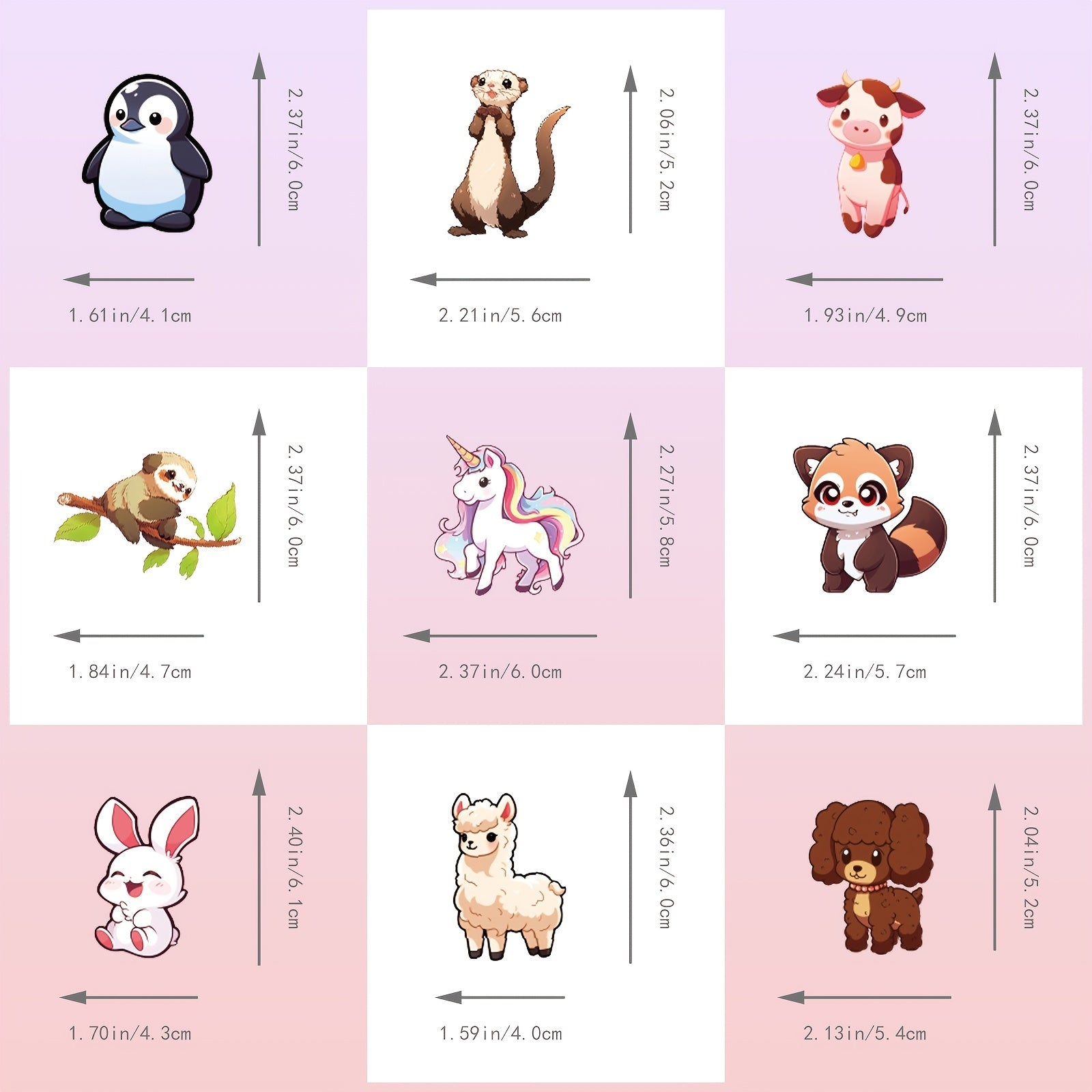 50pcs Colorful Small Animal Stickers Vinyl Waterproof Stickers