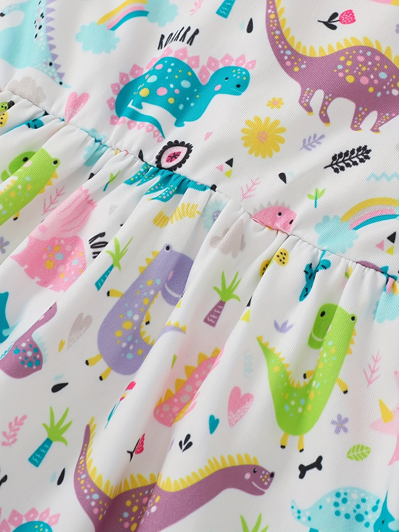 Toddler Girls Sleeveless Dinosaur Graphic Princess Dress
