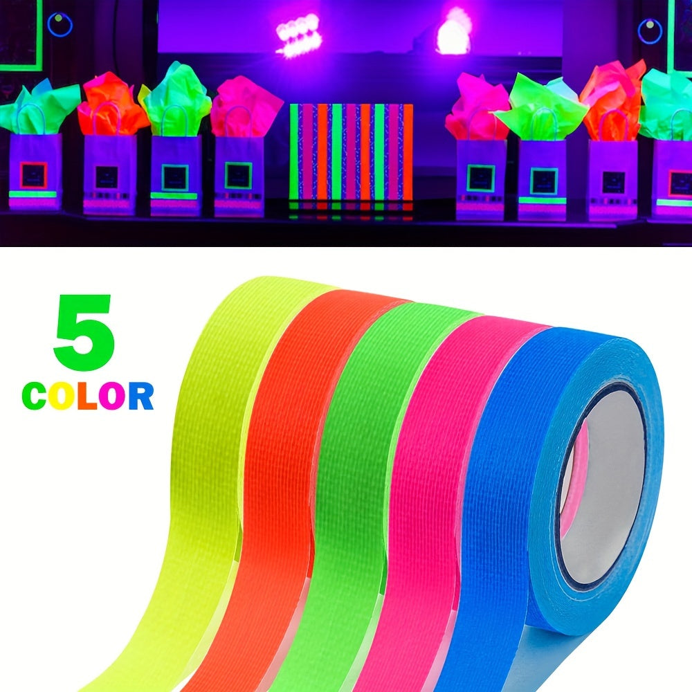 5pcs Neon Adhesive Tapes 5 Colours 5m x 12.7mm