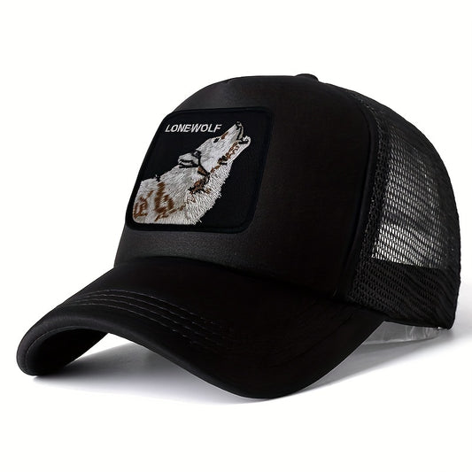 Summer Mesh Wolf Embroidery Print Sunshade Baseball Cap