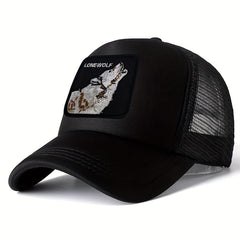 Summer Mesh Wolf Embroidery Print Sunshade Baseball Cap