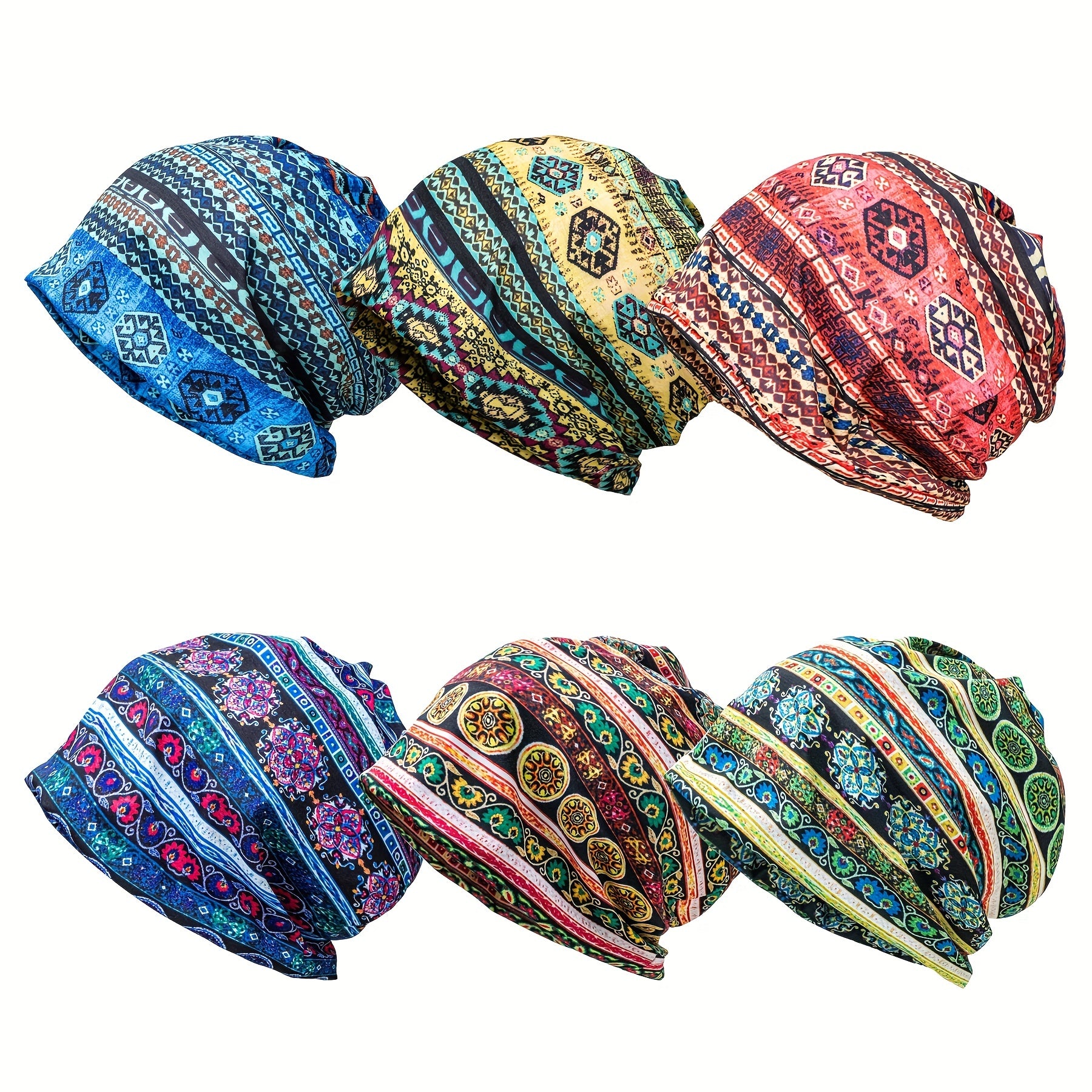 Boho Print Thin Slouchy Beanie Lightweight Chemo Cap