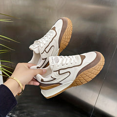 Colorblock Platform Sneakers Low Top Sports Shoes Casual Walking Shoes