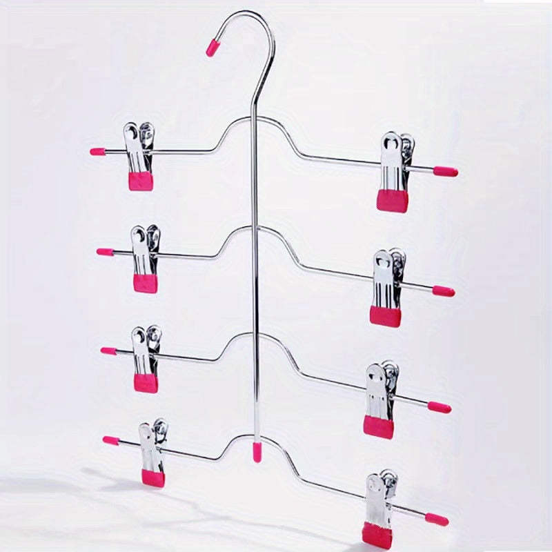 4 Tier Metal Skirt Hanger Pants Hanger Space Saving Non Slip Grip